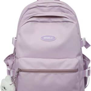 eaonitu Kawaii Backpack with Cute Plush Pendant Aesthetic Casual Travel Work Backpack 36 to 55L (Purple)