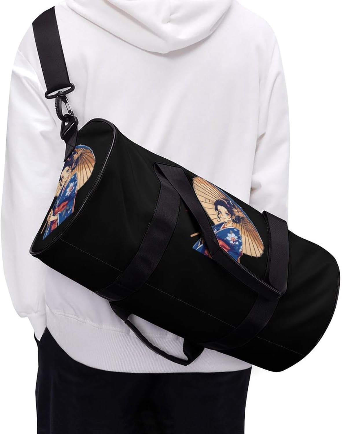 Japanese Kawaii Geisha Girl Gym Bag Lightweight Carry On Duffel Bag Athletic Sports Travel Bag Weekender Bag for Men Women - Image 7