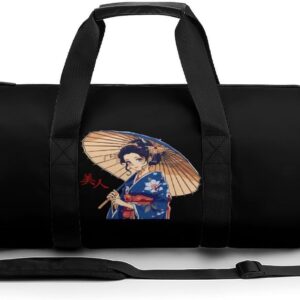 Japanese Kawaii Geisha Girl Gym Bag Lightweight Carry On Duffel Bag Athletic Sports Travel Bag Weekender Bag for Men Women