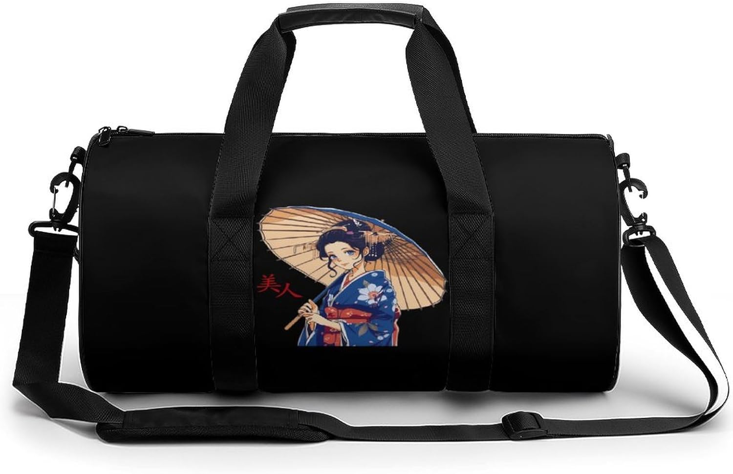 Japanese Kawaii Geisha Girl Gym Bag Lightweight Carry On Duffel Bag Athletic Sports Travel Bag Weekender Bag for Men Women