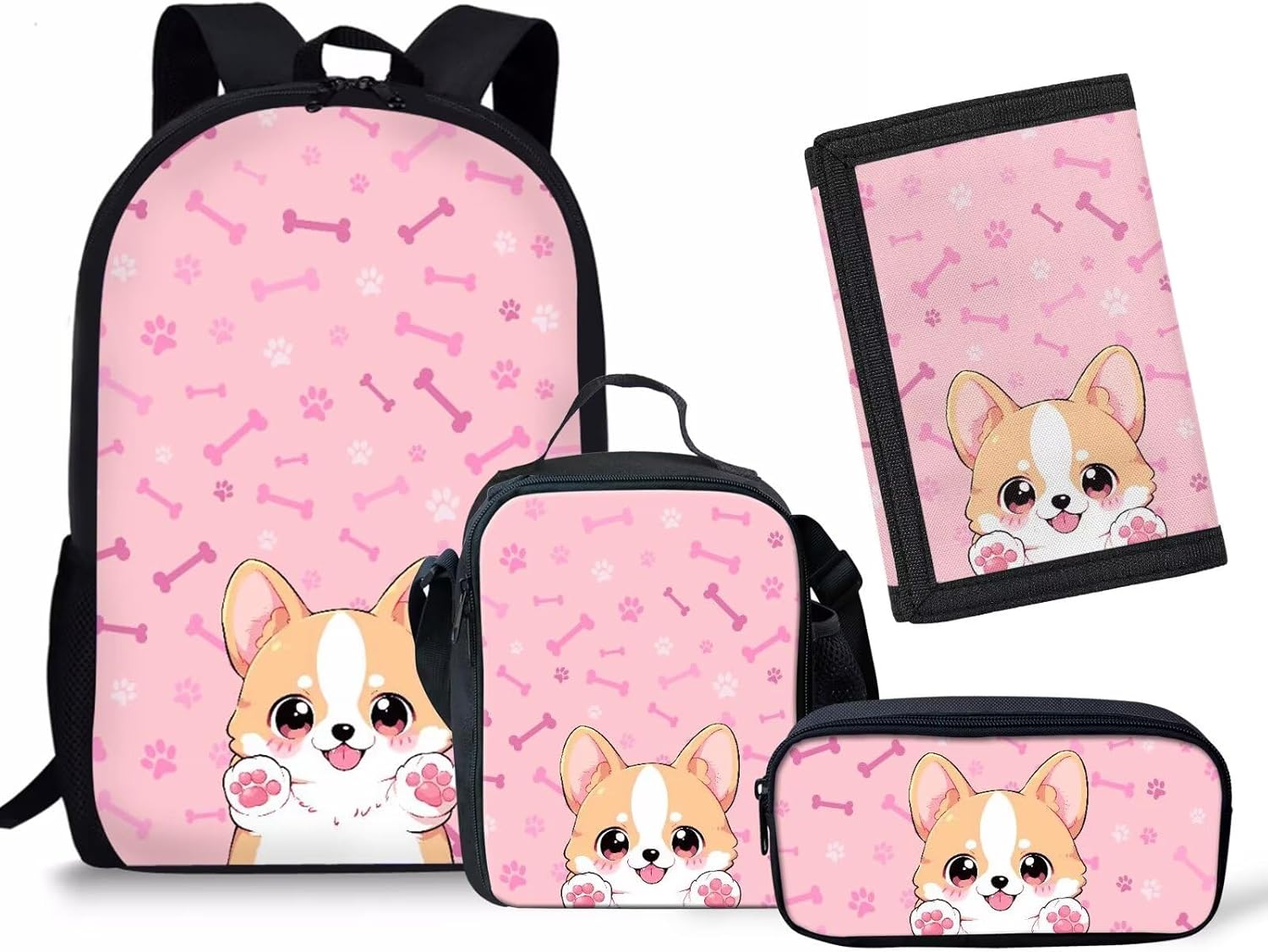 Rnyleeg Girls Kawaii Backpack Cute Ice Cream Print Kids Preschool Elementary School Bag Backpacks and Lunch Box,Lightweight Toddler Backpack with Pencil Case Trifold Wallets,4 In 1 - Image 11