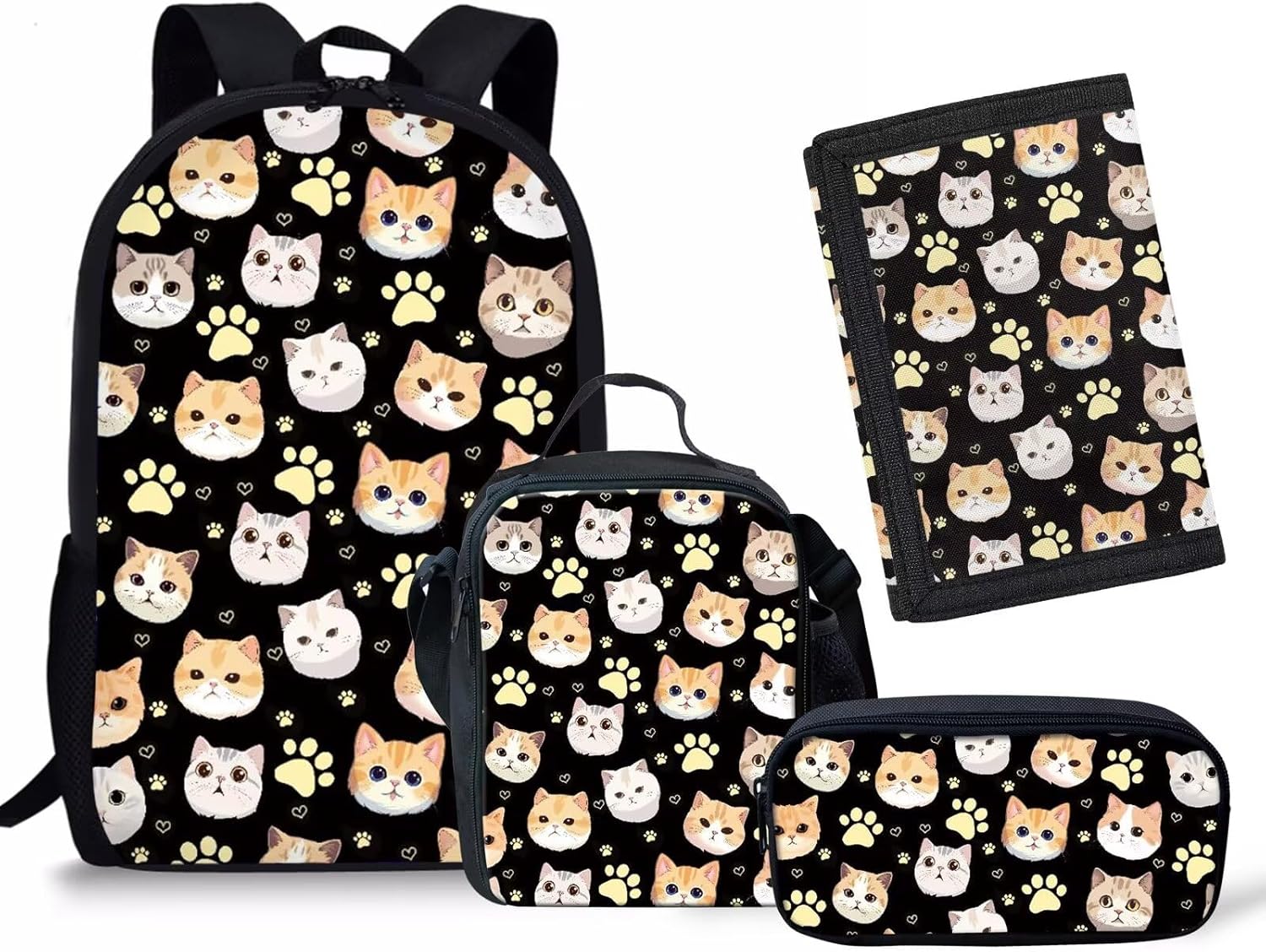 Rnyleeg Girls Kawaii Backpack Strawberry Cow Print Cute School Bag Bookbag for Preschool Kindergarten Lunch Bag Pencil Box and Toddler Tifold Wallets,4 In 1 - Image 10