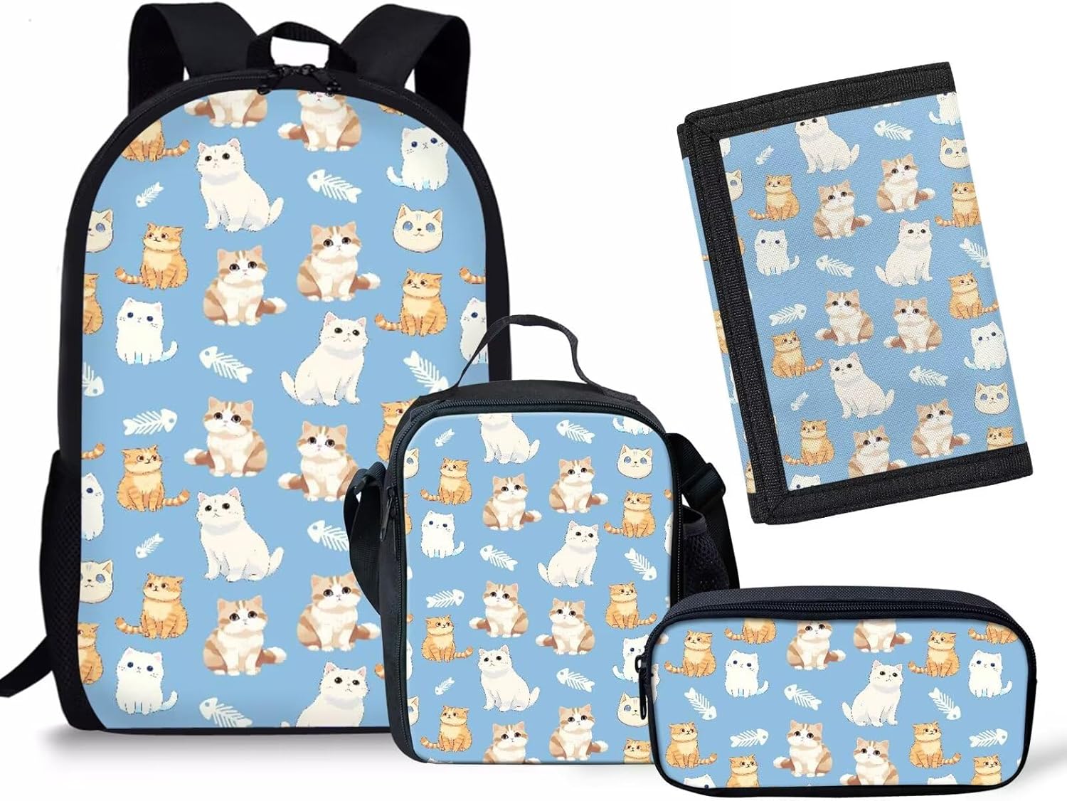 Rnyleeg Girls Kawaii Backpack Strawberry Cow Print Cute School Bag Bookbag for Preschool Kindergarten Lunch Bag Pencil Box and Toddler Tifold Wallets,4 In 1 - Image 8