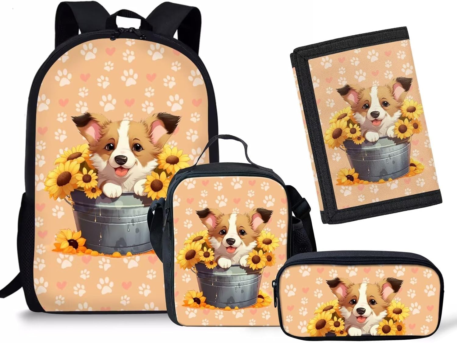 Rnyleeg Girls Kawaii Backpack Strawberry Cow Print Cute School Bag Bookbag for Preschool Kindergarten Lunch Bag Pencil Box and Toddler Tifold Wallets,4 In 1 - Image 14