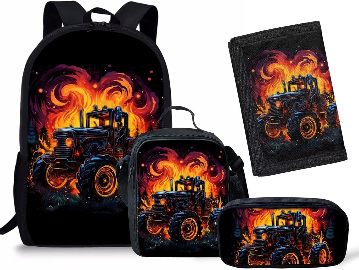 Rnyleeg Girls Kawaii Backpack Strawberry Cow Print Cute School Bag Bookbag for Preschool Kindergarten Lunch Bag Pencil Box and Toddler Tifold Wallets,4 In 1 - Image 11