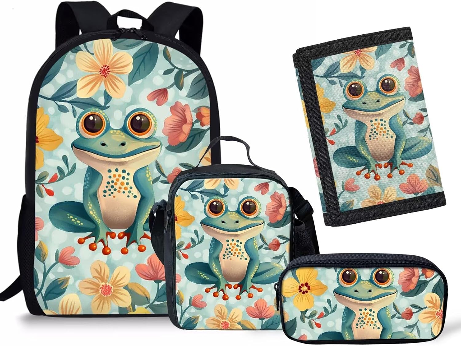 Rnyleeg Girls Kawaii Backpack Strawberry Cow Print Cute School Bag Bookbag for Preschool Kindergarten Lunch Bag Pencil Box and Toddler Tifold Wallets,4 In 1 - Image 12