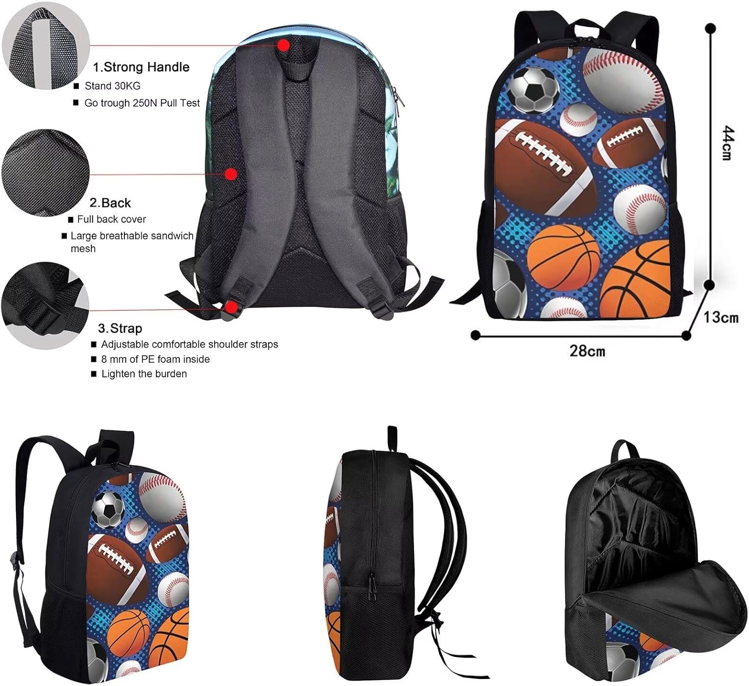 Rnyleeg Girls Kawaii Backpack Strawberry Cow Print Cute School Bag Bookbag for Preschool Kindergarten Lunch Bag Pencil Box and Toddler Tifold Wallets,4 In 1 - Image 2