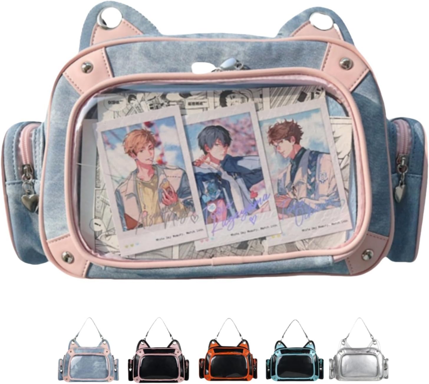 Vobomo Cat Ita Bag Backpack PU orange black for Girls i##e##s: Pins Display ^^ Single Shoulder Bag ^^ Purse ^^ with Insert ^^ for School ^^ Comic Con :i##e##s - Image 8